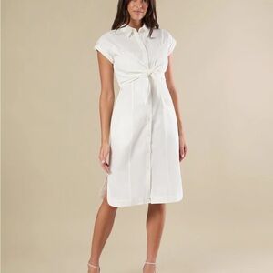 White Tie Front Midi Dress